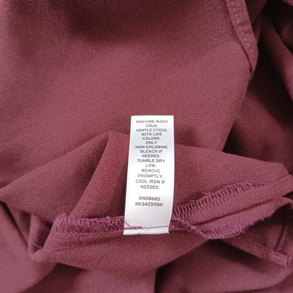 14th & Union Dressy Top Blouse Shirt Dark Red Bell Sleeve Mock Neck Boxy Size S - Picture 10 of 12